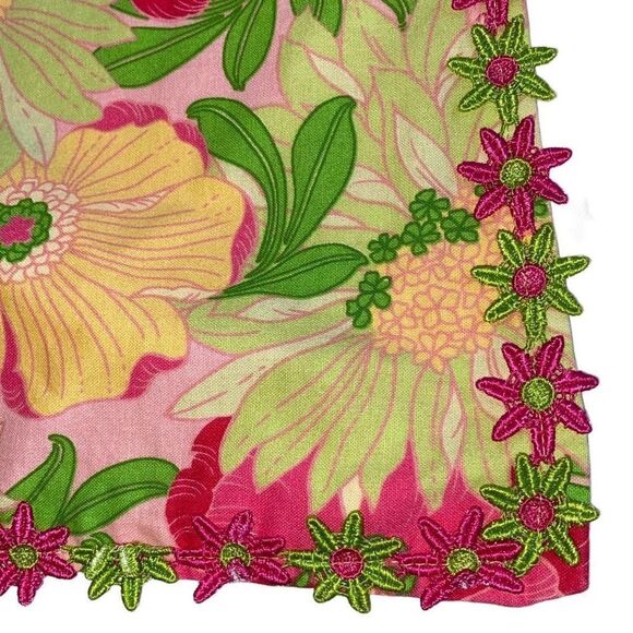 Vintage 33x42 EUC OOAK Vintage 60s Floral Pink And Green Handmade Small Throw Or - Picture 2 of 4